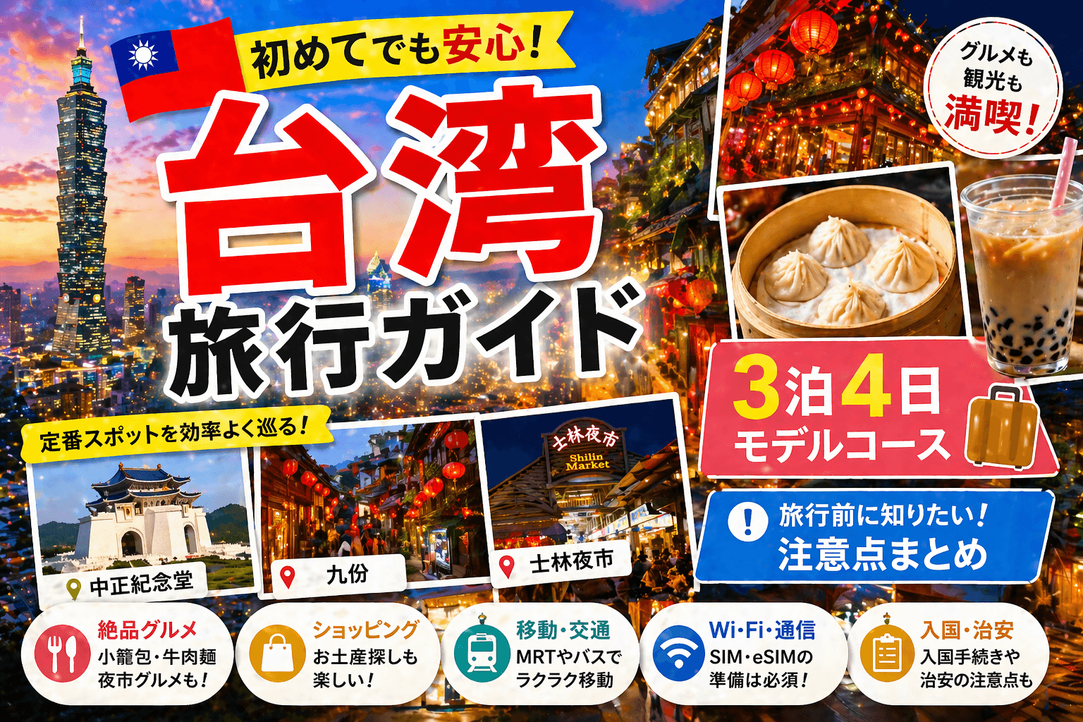 台湾旅行ガイド|3泊4日のモデルコースと注意点まとめ